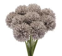 sourcing map Lot de 10 têtes de fleurs artificielles en soie chrysanthème hortensia marron pour loisirs créatifs, décoration de mariage et de fête