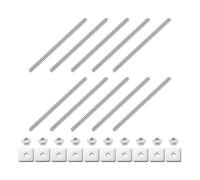 sourcing map Lot de 10 tiges entièrement filetées M3 x 55 mm en acier inoxydable 304 avec écrous et rondelles pour pinces, cintres et boulons en U, argenté