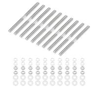 sourcing map Lot de 10 vis à goujons à double extrémité M3 x 40 mm en acier inoxydable 304 à double filetage avec rondelle d'écrou pour l'entretien de la maison, ancrage structurel, vis de fixation