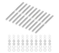 sourcing map Lot de 10 vis à goujons à double extrémité M3 x 50 mm en acier inoxydable 304 à double filetage avec rondelle d'écrou pour l'entretien de la maison, ancrage structurel, vis de fixation