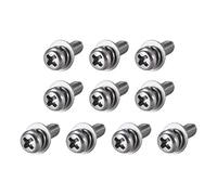 sourcing map Lot de 10 vis à métaux M4 x 10 mm en acier inoxydable avec rondelle à ressort et rondelles unies