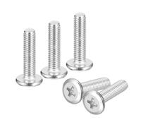 sourcing map Lot de 10 vis à tête cruciforme à tête ronde plate M5 x 20 mm, en acier inoxydable 304, filetage complet, finition brillante, vis de connexion pour meubles