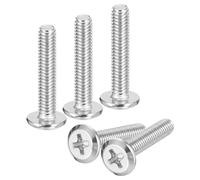 sourcing map Lot de 10 vis à tête cruciforme M4 x 20 mm à tête ronde plate en acier inoxydable 304, filetage complet, finition brillante, vis de connexion pour meubles