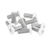 sourcing map Lot de 10 vis à tête cylindrique hexagonale M8-1,25 x 20 mm, boulons en acier inoxydable 304, filetage complet, vis autotaraudeuses pour meubles appareils électriques, blanc