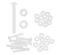 sourcing map Lot de 10 vis à tête ronde cruciforme en nylon PA66 M5 x 40 mm, écrous hexagonaux, rondelles plates, assortiment de boulons métriques à filetage complet pour assemblage de machine à faire
