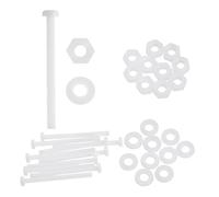 sourcing map Lot de 10 vis à tête ronde cruciforme en nylon PA66 M5 x 50 mm, écrous hexagonaux, rondelles plates, boulons métriques à filetage complet pour assemblage de machines à faire soi-même