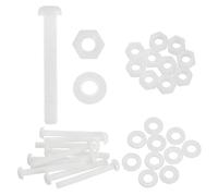 sourcing map Lot de 10 vis à tête ronde cruciforme en nylon PA66 M8 x 70 mm avec rondelles plates et écrous hexagonaux pour assemblage de machines à faire soi-même, blanc