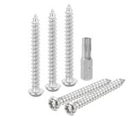 sourcing map Lot de 10 vis de sécurité Torx M6 x 50 mm en acier inoxydable 304 auto-taraudeuses inviolables avec embout T30 (argenté)