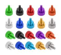 sourcing map Lot de 10 vis moletées 6#32 en alliage d'aluminium pour boîtier PC, vert/noir/rouge/violet/orange/argent/bleu foncé/bleu clair/doré/gris