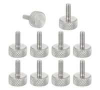 sourcing map Lot de 10 vis moletées M3 x 8 mm, vis moletées à tête plate en acier inoxydable 304, boulons à tête moletée métrique, boutons de serrage, 10 mm de diamètre