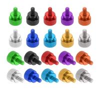 sourcing map Lot de 10 vis moletées M4 x 8 mm en alliage d'aluminium pour boîtier PC, vert/noir/rouge/violet/orange/argent/bleu foncé/bleu clair/doré/gris