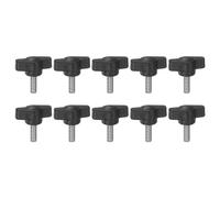 sourcing map Lot de 10 vis moletées M5 x 12 mm Filetage mâle standard en plastique T/Z Poignées réglables Noir
