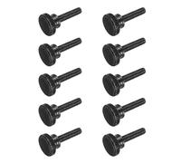 sourcing map Lot de 10 vis moletées M8 x 30 mm, vis moletées à tête plate en acier noir plaqué zinc, boulons à tête moletée métriques avec boutons de préhension d'épaule pour serrer à la main
