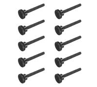 sourcing map Lot de 10 vis moletées M8 x 60 mm, vis moletées à tête plate en acier noir plaqué zinc, boulons à tête moletée métriques avec boutons de préhension d'épaule pour serrer à la main