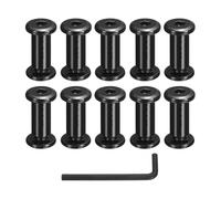 sourcing map Lot de 10 vis pour poteau de liaison, boulons M6 x 10 mm femelles 8 x 17,5 mm, vis Chicago en acier inoxydable avec clé pour réparation de meubles, noir