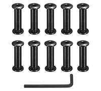 sourcing map Lot de 10 vis pour poteau de liaison, M6 x 12,5 mm, boulons femelles 8 x 28 mm, vis Chicago, boulons de meubles en acier inoxydable avec clé pour réparation de meubles, noir