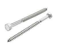 sourcing map Lot de 10 vis tire-fond hexagonales, M6 x 90 mm, en acier inoxydable 304, boulons autotaraudeuses à demi-filetage pour vis à bois