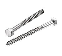 sourcing map Lot de 10 vis tire-fond hexagonales, M8 x 100 mm, en acier inoxydable 304, boulons autotaraudeuses à demi-filetage pour vis à bois