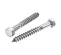 sourcing map Lot de 10 vis tire-fond hexagonales, M8 x 70 mm, en acier inoxydable 304, boulons autotaraudeuses à demi-filetage pour vis à bois