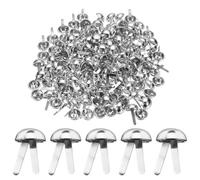 sourcing map Lot de 100 attaches parisiennes en papier, 12 mm x 20 mm, petites broches rondes fendues en laiton pour enfants, loisirs créatifs, scrapbooking, bricolage - Argenté