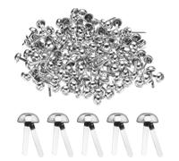 sourcing map Lot de 100 attaches parisiennes en papier, 6 mm x 13 mm, petites broches rondes fendues en laiton pour enfants, loisirs créatifs, scrapbooking, bricolage - Argenté