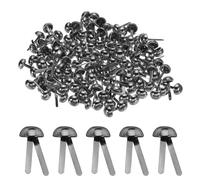 sourcing map Lot de 100 attaches parisiennes en papier, 6 mm x 13 mm, petites broches rondes fendues en laiton pour enfants, loisirs créatifs, scrapbooking, bricolage, gris acier