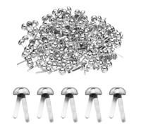sourcing map Lot de 100 attaches parisiennes en papier, 8 mm x 17 mm, petites broches rondes fendues en laiton pour enfants, loisirs créatifs, scrapbooking, bricolage - Argenté