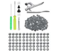 sourcing map Lot de 100 boutons-pression ronds en plastique avec pince à pression, taille T8, 57,3 cm, sans couture, pour vêtements, couture, couches, bavoirs, travaux manuels, gris