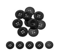 sourcing map Lot de 100 boutons ronds en bois à 4 trous pour couture, loisirs créatifs, vêtements, 18 mm, noir