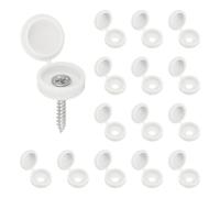 sourcing map Lot de 100 cache-vis à charnière en plastique 5,7 mm - Cache-vis pliables pour fenêtres extérieures, balustrades et meubles - Blanc