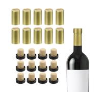 sourcing map Lot de 100 capsules thermorétractables en PVC avec 12 bouchons en liège en forme de T pour bouteilles de vin, caves à vin, maison, 32 x 50 mm, doré