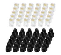 sourcing map Lot de 100 connecteurs RJ45 Cat6 RJ45, connecteurs RJ45 8P8C plaqués or avec 100 manchons noirs anti-traction pour câble Ethernet UTP solide ou toronné, 1,1 mm