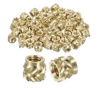 sourcing map Lot de 100 écrous moletés M3 x 4,5 mm L x 5 mm OD pour impression 3D - Inserts filetés femelles en laiton
