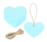 sourcing map Lot de 100 étiquettes cadeaux en papier kraft avec ficelle, 5,6 x 6,6 cm, étiquettes vierges à suspendre en forme de cœur, étiquettes cadeaux bleues pour étiquettes de prix, Noël, loisirs