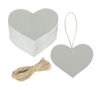 sourcing map Lot de 100 étiquettes cadeaux en papier kraft avec ficelle, 5,6 x 6,6 cm - Étiquettes vierges à suspendre en forme de cœur - Étiquettes cadeaux grises pailletées pour étiquettes de prix,