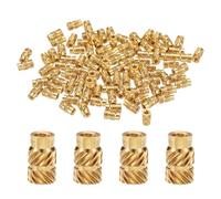 sourcing map Lot de 100 inserts filetés M2 en laiton thermofixé M2 x 6 mm, OD 3,5 mm, écrous moletés en laiton pour impression 3D, écrous filetés femelles