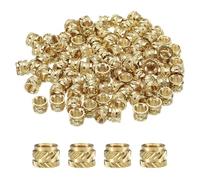 sourcing map Lot de 100 inserts filetés M6 en laiton thermofixé M6 x 6 mm, OD 8 mm, écrous moletés en laiton pour impression 3D, écrous filetés femelles