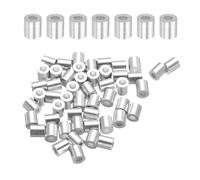 sourcing map Lot de 100 manchons d'arrêt ronds en aluminium de 2 mm pour câble métallique