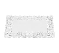 sourcing map Lot de 100 napperons rectangulaires jetables en papier dentelle blanche de 19,1 x 30,5 cm pour mariage, anniversaire, gâteaux, desserts, vaisselle alimentaire