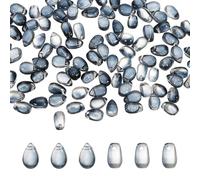 sourcing map Lot de 100 perles en verre transparent en forme de goutte d'eau pour la fabrication de bijoux, loisirs créatifs, colliers, bracelets, 6 mm x 13 mm, gris délavé