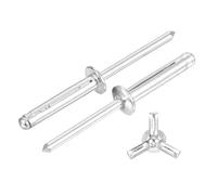 sourcing map Lot de 100 rivets à tête ronde en aluminium de 3/16 x 2,5 cm, rivets à trois poignées pour bricolage, tôle, réparations automobiles, meubles, bateaux marins (argent)