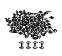 sourcing map Lot de 100 rivets en métal pour cuir, 6 x 8 mm, pour travaux manuels, réparation de sacs à main, ceintures, sacs, chaussures, pistolet, noir