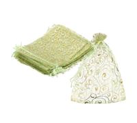 sourcing map Lot de 100 sacs en organza de 10 x 15 cm en maille avec cordon de serrage pour bijoux, pochette à dragées de Noël, mariage, festival, petit cadeau, vert fruit