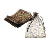 sourcing map Lot de 100 sacs en organza de 13 x 18 cm avec cordon de serrage - Cadeau pour fête, Noël, mariage, festival, petit cadeau, noir
