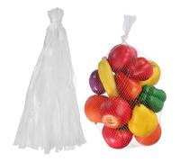 sourcing map Lot de 100 sacs réutilisables en maille pour fruits de mer, légumes, oignons, courses - 60 cm - Lavables et respirants - Blanc