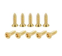 sourcing map Lot de 100 vis à bois en laiton, Vis Metaux, M3 x 12 mm, cruciformes auto-taraudeuses pour porte, armoire, meubles en bois