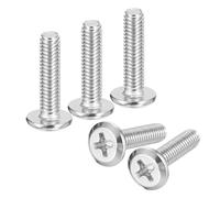 sourcing map Lot de 100 vis à tête cruciforme à tête ronde plate M4 x 16 mm, en acier inoxydable 304, filetage complet, finition brillante, vis de connexion pour meubles