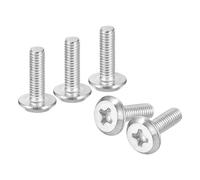 sourcing map Lot de 100 vis à tête cruciforme M3 x 10 mm à tête ronde plate en acier inoxydable 304, filetage complet, finition brillante, vis de connexion pour meubles