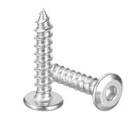 sourcing map Lot de 100 vis à tête cylindrique plate M6 x 30 mm en acier inoxydable auto-taraudeuses à six pans creux pour meubles en bois