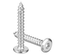 sourcing map Lot de 100 vis à tête cylindrique plate M6 x 40 mm en acier inoxydable auto-taraudeuses à six pans creux pour meubles en bois